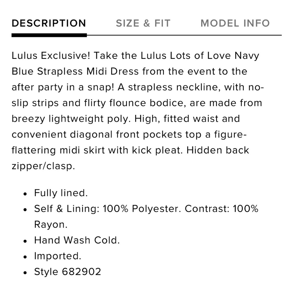 Lulus Lots of Love Navy Blue Strapless Midi Dress - Picture 7 of 7